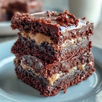 Decadent sourdough discard brownies with rich chocolate base and creamy peanut butter swirl baked to perfection.  